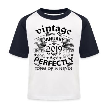 Janvier 2019 | Vintage 2019 | né en Janvier - T-shirt baseball Enfant - blanc/marine - Devant