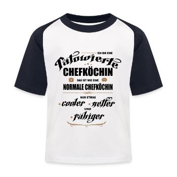 Chefköchin mit Tattoos. Tätowierte Köchin. - Kinder Baseball T-Shirt - Weiß/Navy - Vorne