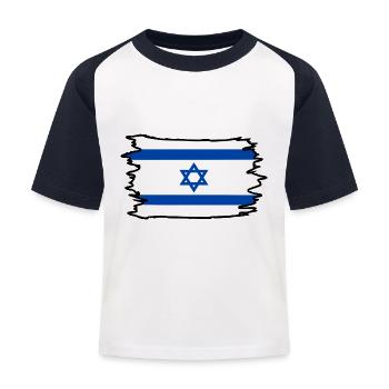 Israel - Kinder Baseball T-Shirt - Weiß/Navy - Vorne