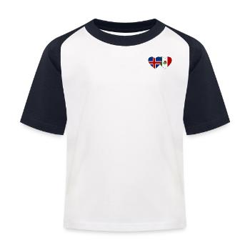 Iceland Mexico Flag Heart - Kids' Baseball T-Shirt - white/navy - Front