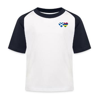 Scotland Mauritius Flag Heart - Kids' Baseball T-Shirt - white/navy - Front