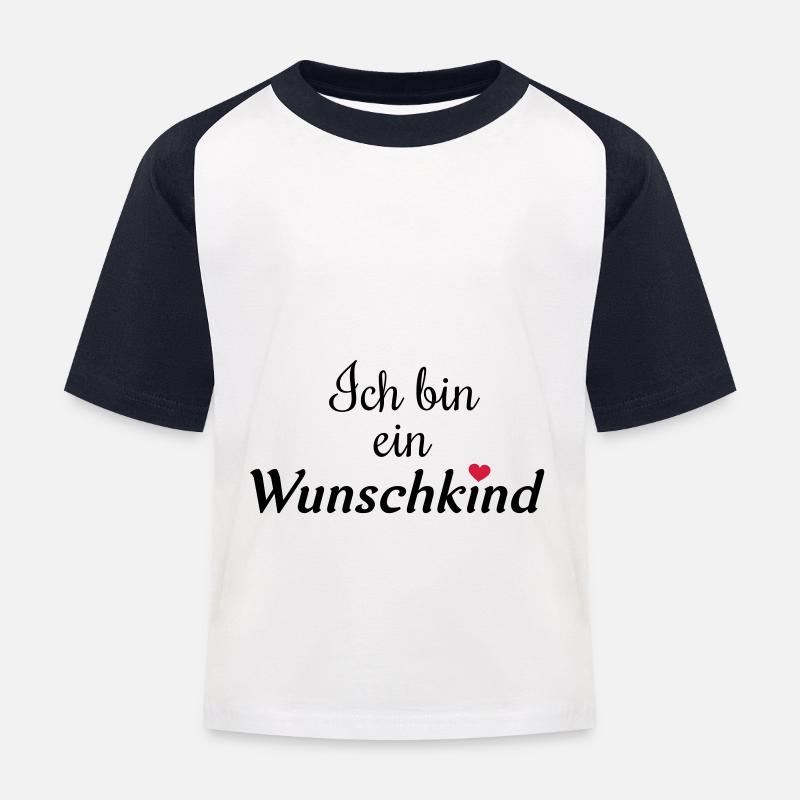 Ich bin ein wunschkind - Kinder Baseball T-Shirt - Weiß/Navy