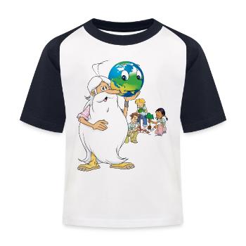 Hello Maestro Mit Erdkugel In Der Hand - Kinder Baseball T-Shirt - Weiß/Navy - Vorne