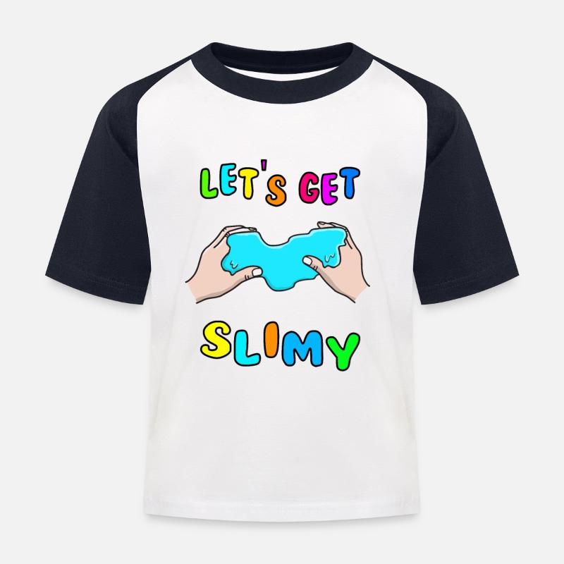 Schleim Fluffy Drizzly Cloud Texture Bubble Pop - Kinder Baseball T-Shirt - Weiß/Navy