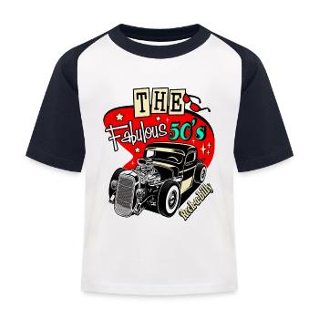 Sock Hop Dance Party Theme Rockabilly Doo Wop - Kinder Baseball T-Shirt - Weiß/Navy - Vorne