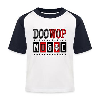 Doo Wop 1950s Sock Hop Dance Rockabilly Music - Kids' Baseball T-Shirt - white/navy - Front