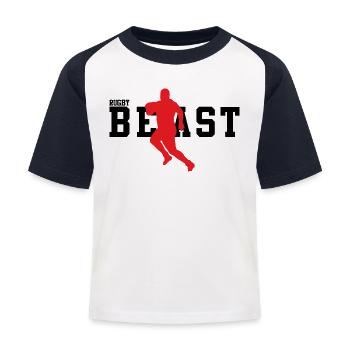 Rugby-Biest - Kinder Baseball T-Shirt - Weiß/Navy - Vorne