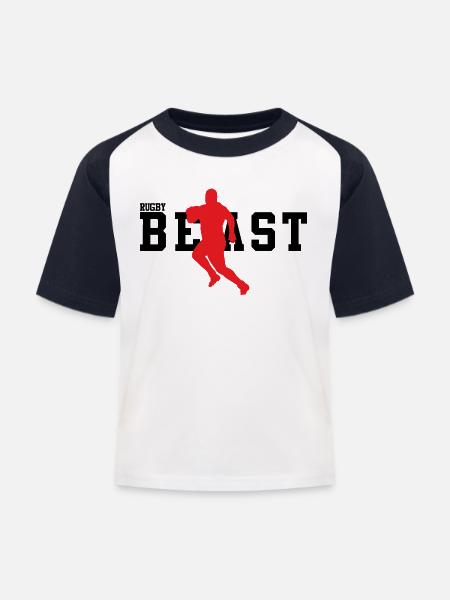 Rugby-Biest - Kinder Baseball T-Shirt - Weiß/Navy