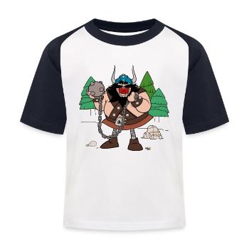 Wickie Und Die Starken Männer Schrecklicher Sven - Kinder Baseball T-Shirt - Weiß/Navy - Vorne
