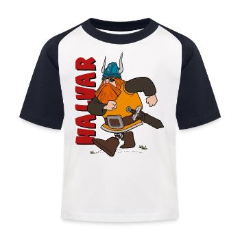 Wickie Und Die Starken Männer Halvar - Kinder Baseball T-Shirt - Weiß/Navy - Vorne
