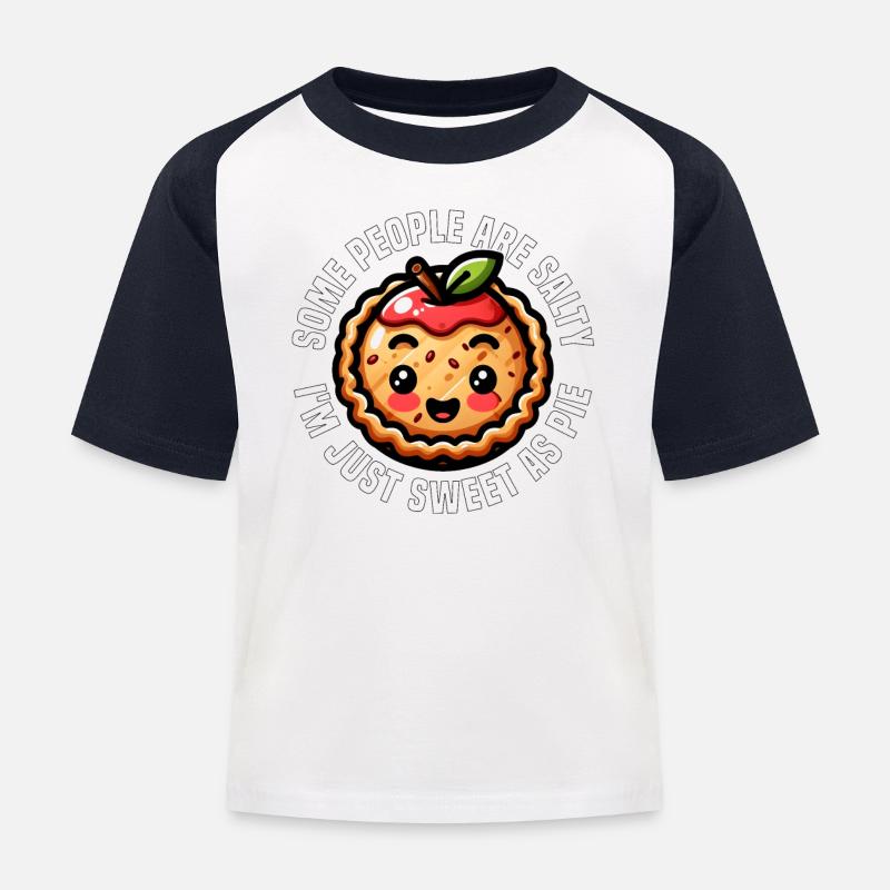 MANCHE LEUTE SIND SALZIG, ICH BIN EINFACH NUR SÜSS WIE EIN KUCHEN - Kinder Baseball T-Shirt - Weiß/Navy