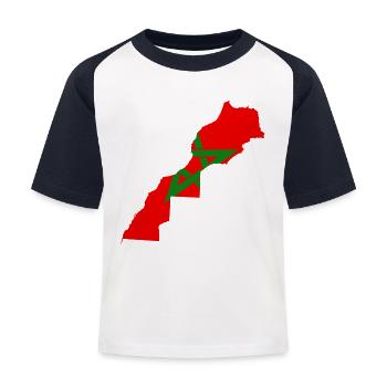 Marokko Karte Karte Marokko Karte - Kinder Baseball T-Shirt - Weiß/Navy - Vorne
