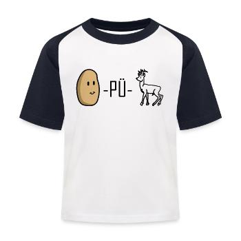 Kartoffel-pü-Reh - lustiges Design - Kinder Baseball T-Shirt - Weiß/Navy - Vorne
