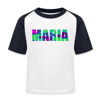 First name Maria in colorful capital letters - Kids' Baseball T-Shirt - white/navy - Front