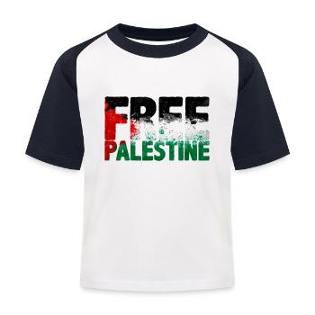 Palestine libre - T-shirt baseball Enfant - blanc/marine - Devant