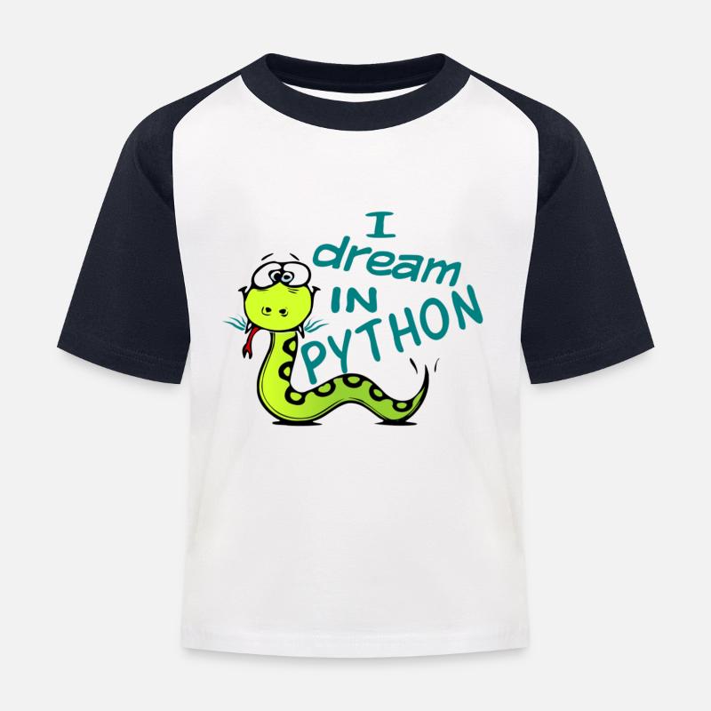 Python programmer - Kids' Baseball T-Shirt - white/navy