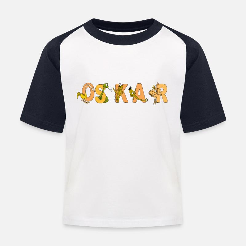 Oskar - Kinder Baseball T-Shirt - Weiß/Navy