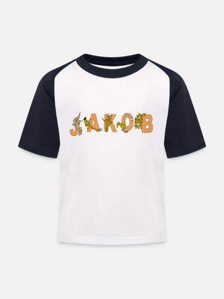 Jakob - Kinder Baseball T-Shirt - Weiß/Navy