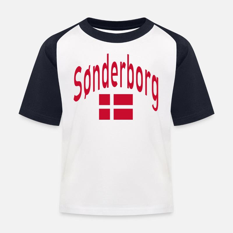 Drapeau de Sønderborg Danemark - T-shirt baseball Enfant - blanc/marine