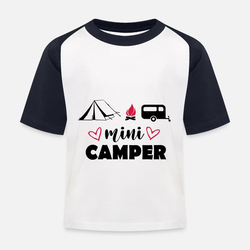 Baby Kinder Camper - Kinder Baseball T-Shirt - Weiß/Navy