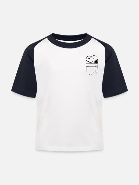 Peanuts Design Mit Glücklichem Snoopy - Kinder Baseball T-Shirt - Weiß/Navy