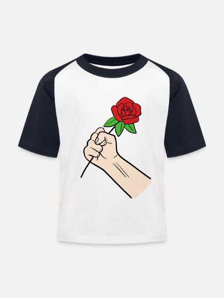 Rose - Kinder Baseball T-Shirt - Weiß/Navy