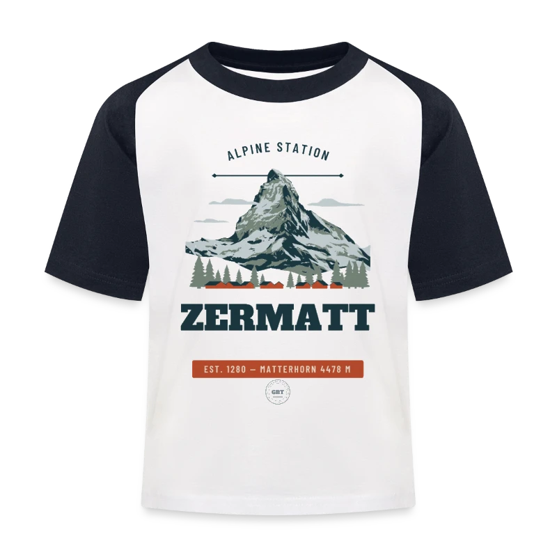 Zermatt badge on a kids' baseball t-shirt