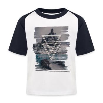 Dreiecke & Berge - T-shirt baseball Enfant - blanc/marine - Devant