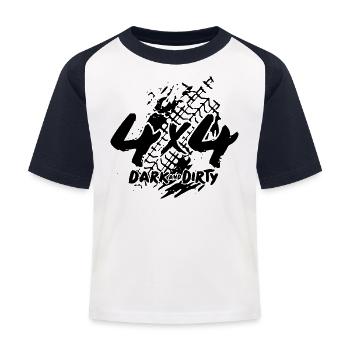 Logo 4x4 - Dark & Dirty - Kids' Baseball T-Shirt - white/navy - Front