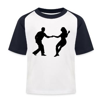 swing dancers - Kids' Baseball T-Shirt - white/navy - Front