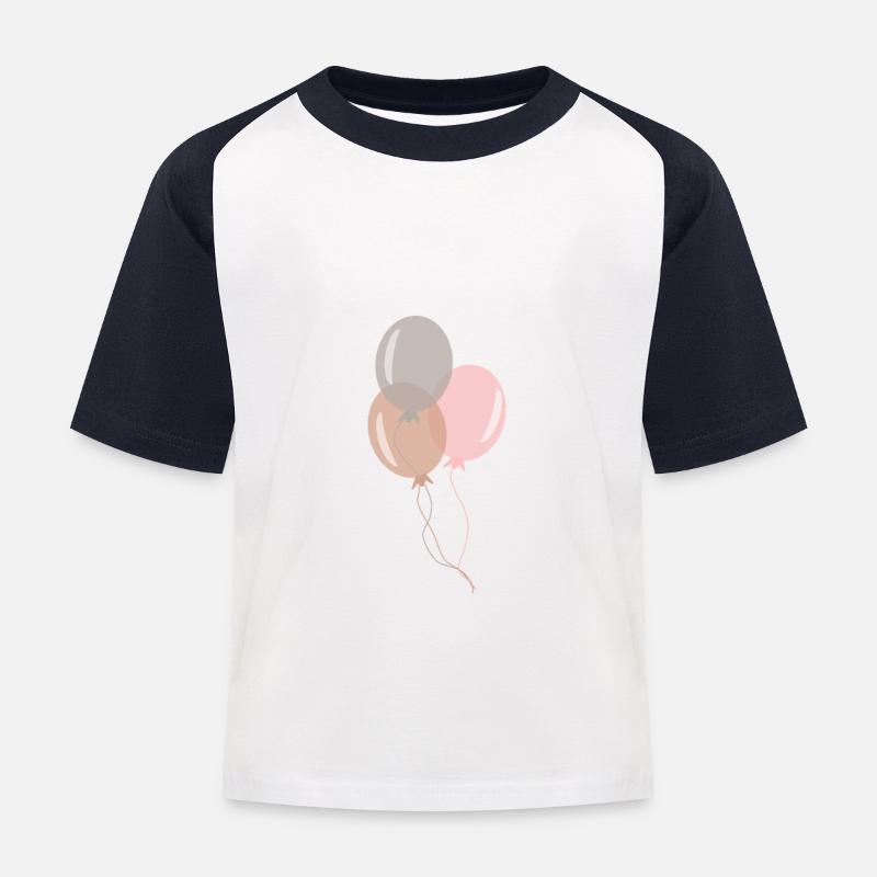 Luftballons rosa braun silber - Kinder Baseball T-Shirt - Weiß/Navy