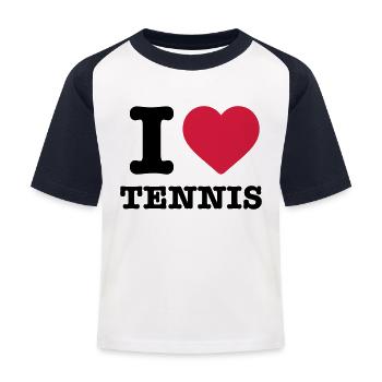 I love tennis heart sport ball raquette player - T-shirt baseball Enfant - blanc/marine - Devant