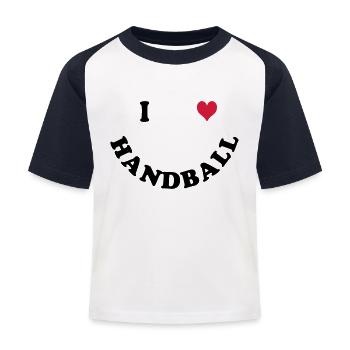 Handball - Kinder Baseball T-Shirt - Weiß/Navy - Vorne