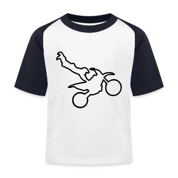 Motorrad Cross Freestyle Moto Trace - Kinder Baseball T-Shirt - Weiß/Navy - Vorne
