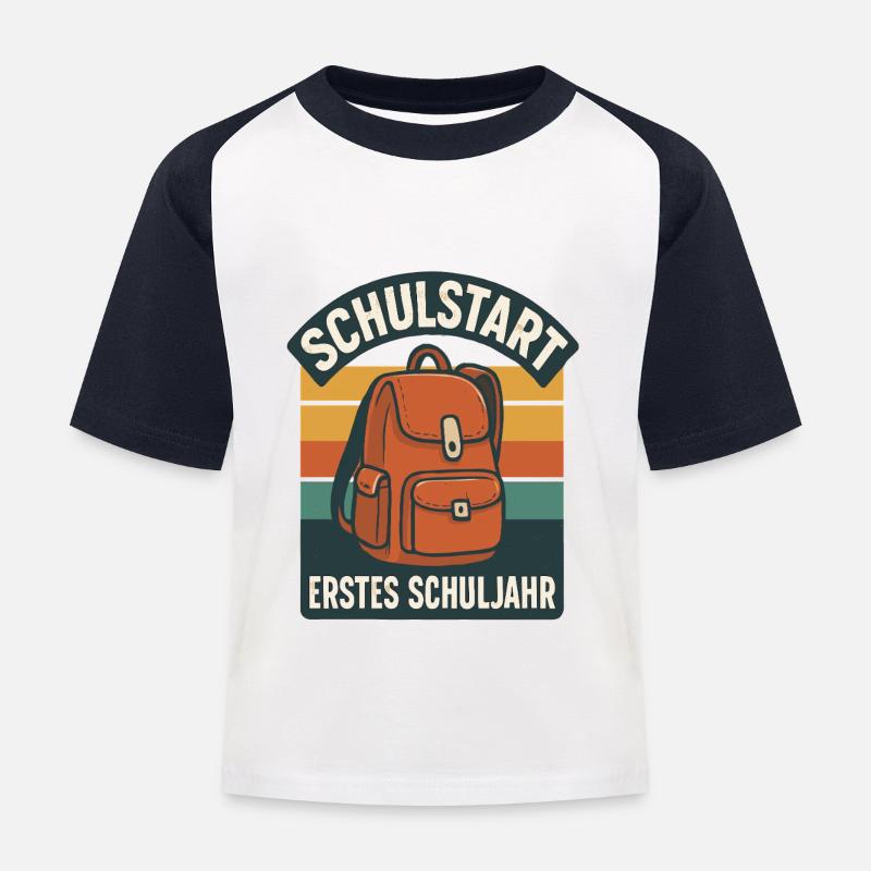 Grundschule Einschulung Schulstart Schule - Kinder Baseball T-Shirt - Weiß/Navy