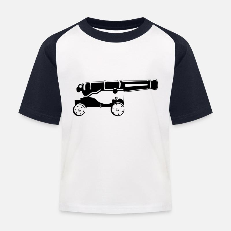 Kanone - Kinder Baseball T-Shirt - Weiß/Navy