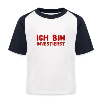 investieren geht immer - Kinder Baseball T-Shirt - Weiß/Navy - Vorne