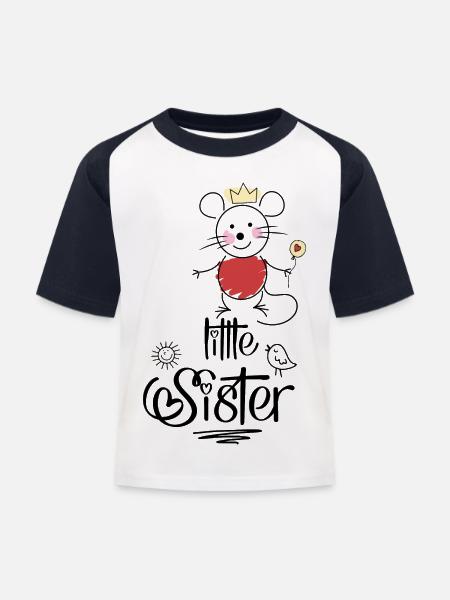 Kleine Schwester - Kinder Baseball T-Shirt - Weiß/Navy