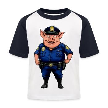 Schweine Polizei - Kinder Baseball T-Shirt - Weiß/Navy - Vorne