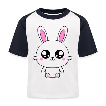 Lapin mignon - T-shirt baseball Enfant - blanc/marine - Devant