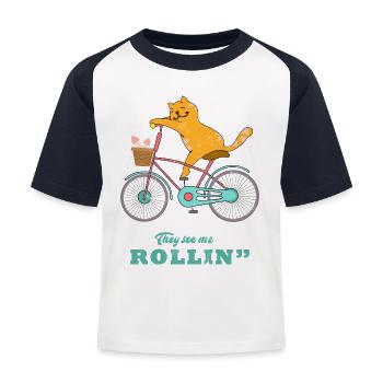 Vélo de vélo Rollin - T-shirt baseball Enfant - blanc/marine - Devant