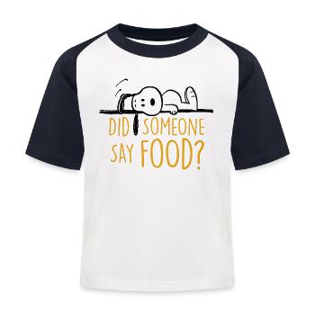 Peanuts Snoopy Ich Hab Hunger Lustiger Spruch - Kinder Baseball T-Shirt - Weiß/Navy - Vorne