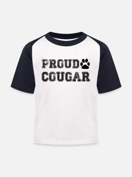 Proud Cougar - Kinder Baseball T-Shirt - Weiß/Navy