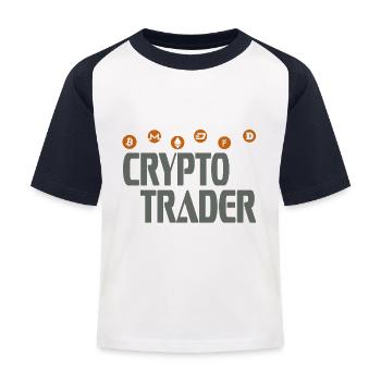 Crypto trader - Kinder Baseball T-Shirt - Weiß/Navy - Vorne