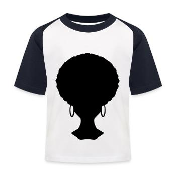 Afro Look Frisur - Kinder Baseball T-Shirt - Weiß/Navy - Vorne