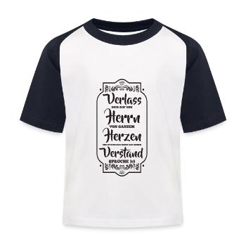 Bibelvers - Kinder Baseball T-Shirt - Weiß/Navy - Vorne
