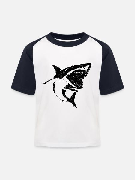 Black Shark - Kinder Baseball T-Shirt - Weiß/Navy
