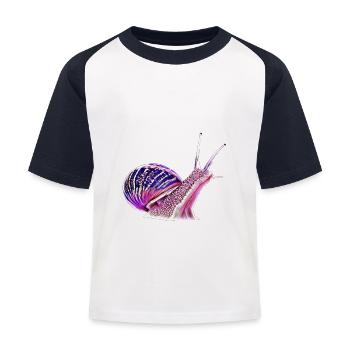 Schnecke - Kinder Baseball T-Shirt - Weiß/Navy - Vorne
