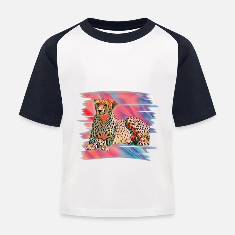 guépard - T-shirt baseball Enfant - blanc/marine