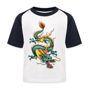 Dragon - Kids' Baseball T-Shirt - white/navy - Front